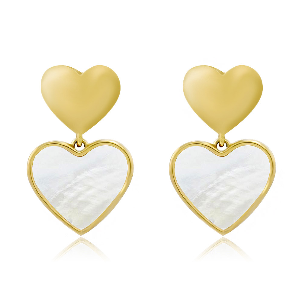 Shell Double Heart Stud Earrings